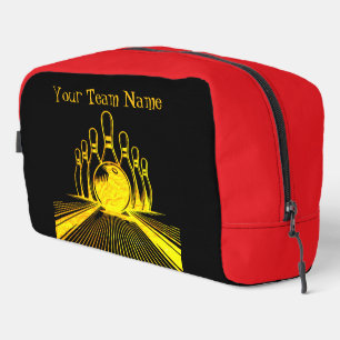 Aangepast gouden bowlingteamlogo toilettasje