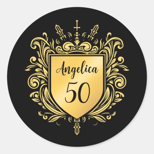 Aangepast gouden embleem ronde sticker (Voorkant)