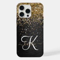 Aangepast goudglitter zwart monogram