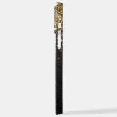 Aangepast goudglitter zwart monogram iPhone hoesje (Linkerkant)