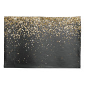 Aangepast goudglitter zwart monogram kussensloop (Achterkant)