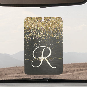 Aangepast goudglitter zwart monogram luchtverfrisser