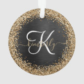 Aangepast goudglitter zwart monogram ornament (achterkant)