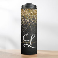Aangepast goudglitter zwart monogram