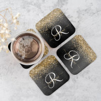 Aangepast goudglitter zwart monogram
