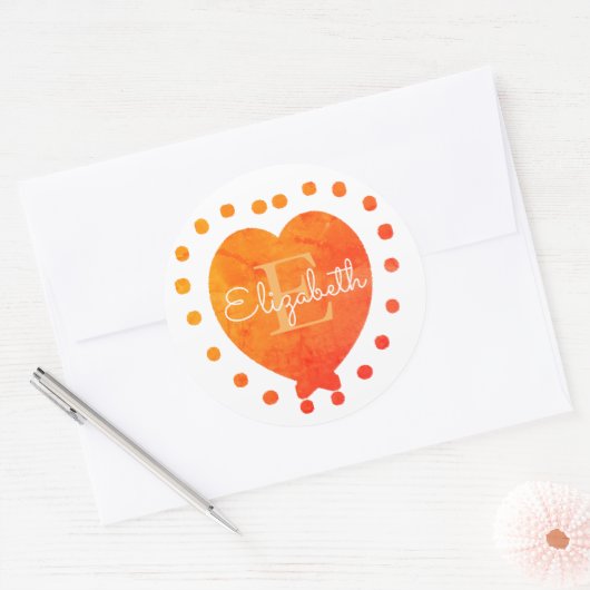 Aangepast grafisch Initiaal monogram Oranje wit ha Ronde Sticker (Envelop)