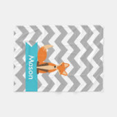 Aangepast grijs Blauwgroen Chevron Fox Fleece Deken (Voorkant (Horizontaal))