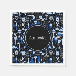 Aangepast grijs Gevist blauw patroon Servet