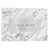 Aangepast grijs metallisch minimaal marmer grijze groot cadeauzakje (Achterkant)
