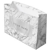 Aangepast grijs metallisch minimaal marmer grijze groot cadeauzakje (Achterkant Gekanteld)