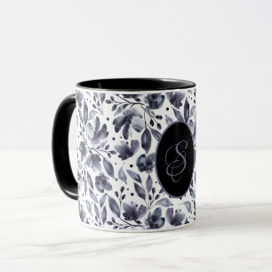 Aangepast grijs&Violet Moderne Waterverf Floral Mok