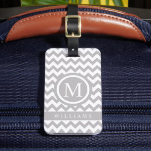 Aangepast grijs wit Chevron patroon Bagagelabel