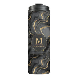 Aangepast grijs zwart en goud glinsterend marmeren thermosbeker