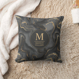 Aangepast grijs zwart en goud glitters marmerpatro kussen