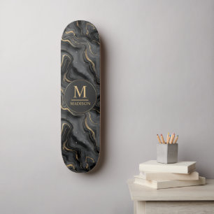 Aangepast grijs zwart en goud glitters marmerpatro skateboard