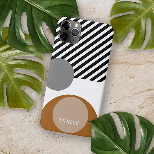 Aangepast grijs zwart-wit witte cirkels Kunstpatro Case-Mate iPhone Case