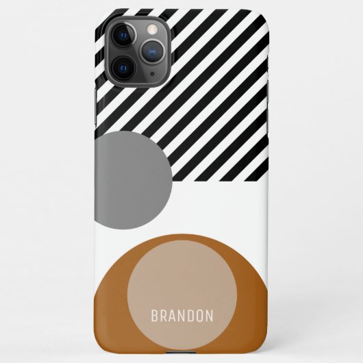 Aangepast grijs zwart-wit witte cirkels Kunstpatro iPhone Hoesje (Achterkant)