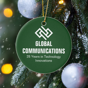 Aangepast groen Cyber Computer Company Kerstmis Keramisch Ornament