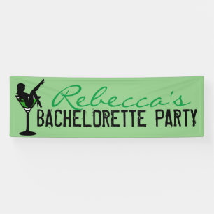 Aangepast groen martinisemeisje bachelorette banne spandoek