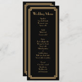 Aangepast Groot Gatsby Art Deco Zwart Bruiloftsmen Menu (Voorkant / Achterkant)