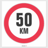Aangepast grote snelheidslimiet van maximaal 50 km sticker (Vel)