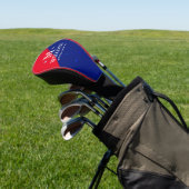 Aangepast half-rood half-blauw Golfer's Monogram Golfheadcover (Insitu)