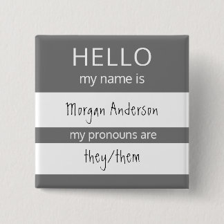 Aangepast HALLO mijn naamwoordspronouns is badge Vierkante Button 5,1 Cm