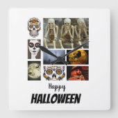 Aangepast Halloween 8 fotocollage Vierkante Klok (Voorkant)