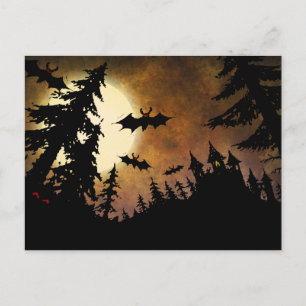 Aangepast halloween vleermuizen, Castle en Moon Briefkaart