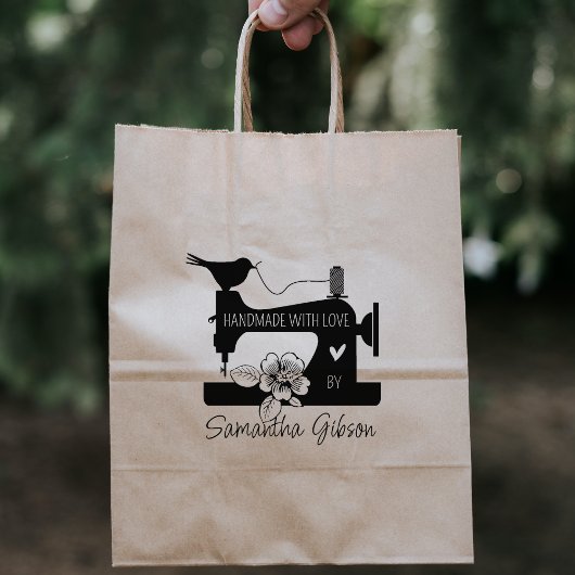 Aangepast handgemaakt met liefde, naaiwerk, groot 	rubberstempel