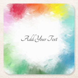 Aangepast handgeschreven script kleurrijke moderne vierkante kartonnen onderzetter