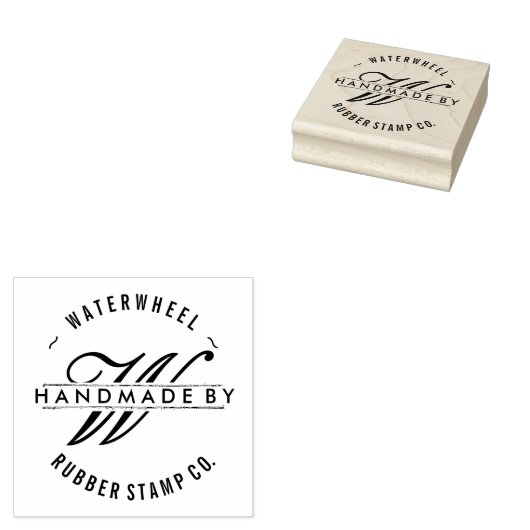 Aangepast "Handmade by" met Monogram Rubberstempel (Gestempeld)