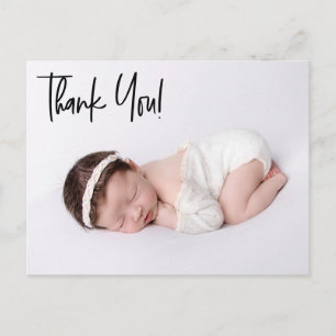 Aangepast handschrift Baby Girl Foto baby shower Briefkaart