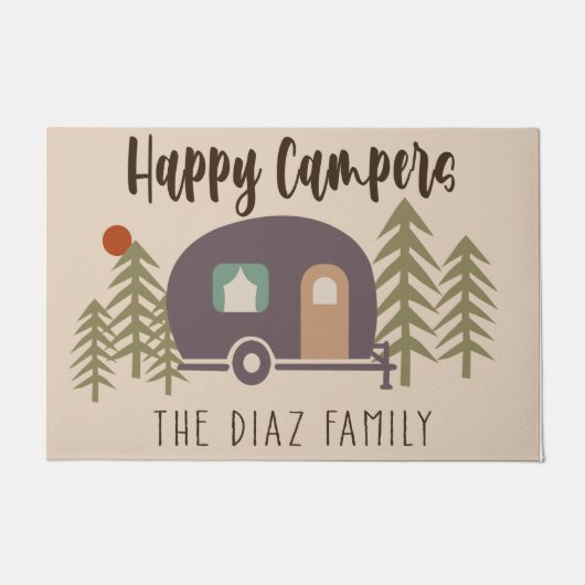 Aangepast Happy Camper-slaapsel, Camping Lovers Deurmat (Voorkant)