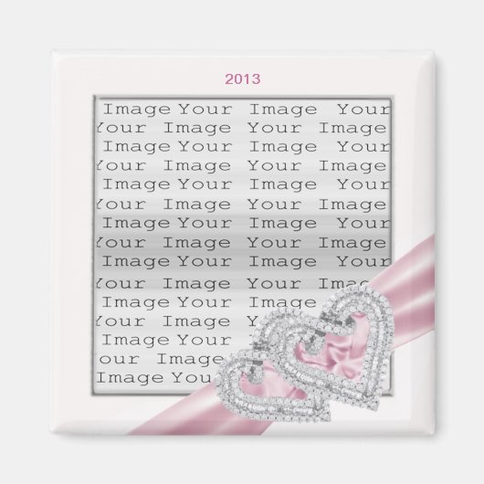 Aangepast hart pasteelroze lintmagneet magneet (Voorkant)