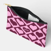 Aangepast Hart Schachbrett Motief Bordeaux Roze - Etui (Open)