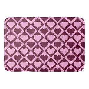Aangepast Hart Schachbrettpatroon Bordeaux Roze - Badmat
