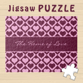 Aangepast Hart Schachbrettpatroon Bordeaux Roze -  Legpuzzel