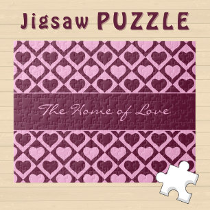 Aangepast Hart Schachbrettpatroon Bordeaux Roze - Legpuzzel