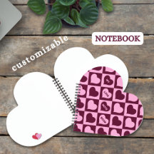 Aangepast Hart Schachbrettpatroon Bordeaux Roze - 