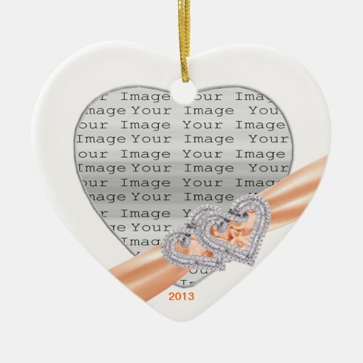 Aangepast hart Tangerine Ribbon Ornament (Voorkant)