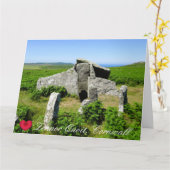 Aangepast hart Zennor Quoit Megalith Photo Cornwal Kaart (Gele Bloem)