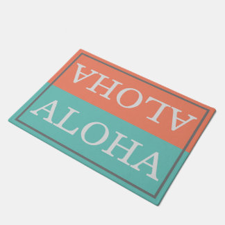 Aangepast Hawaiiaans koraal en Blauwgroen Aloha We Deurmat