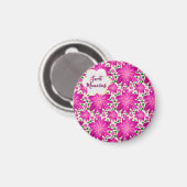 Aangepast heet roze bloemmotief zonder naad  magneet (Voorkant / Achterkant)