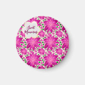 Aangepast heet roze bloemmotief zonder naad  magneet (Voorkant)