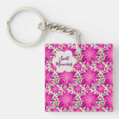 Aangepast heet roze bloemmotief zonder naad  sleutelhanger (voorkant)