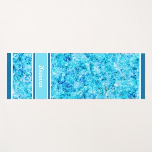 Aangepast Helder Blauw Aqua Turquoise Polygon Patr Yogamat (Voorkant (horizontaal))