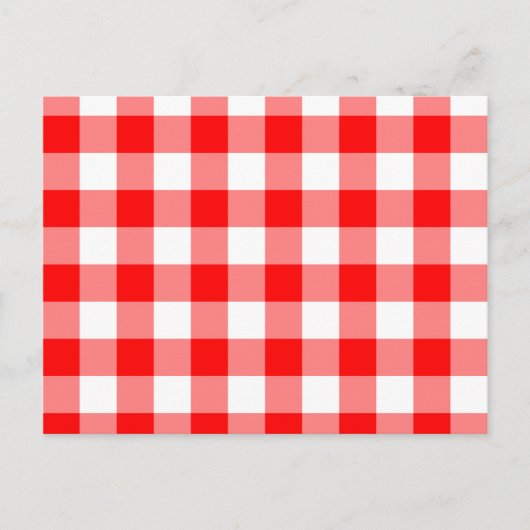 Aangepast, helder rood gingham briefkaart (Voorkant)