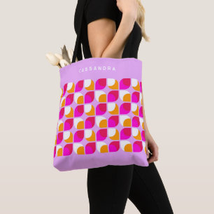 Aangepast helder zomer roze oranje retro kunstpatr draagtas