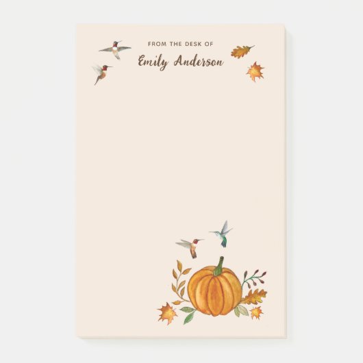 Aangepast herfst Rufous Hummingbird Notepad Post-it® Notes (Voorkant)